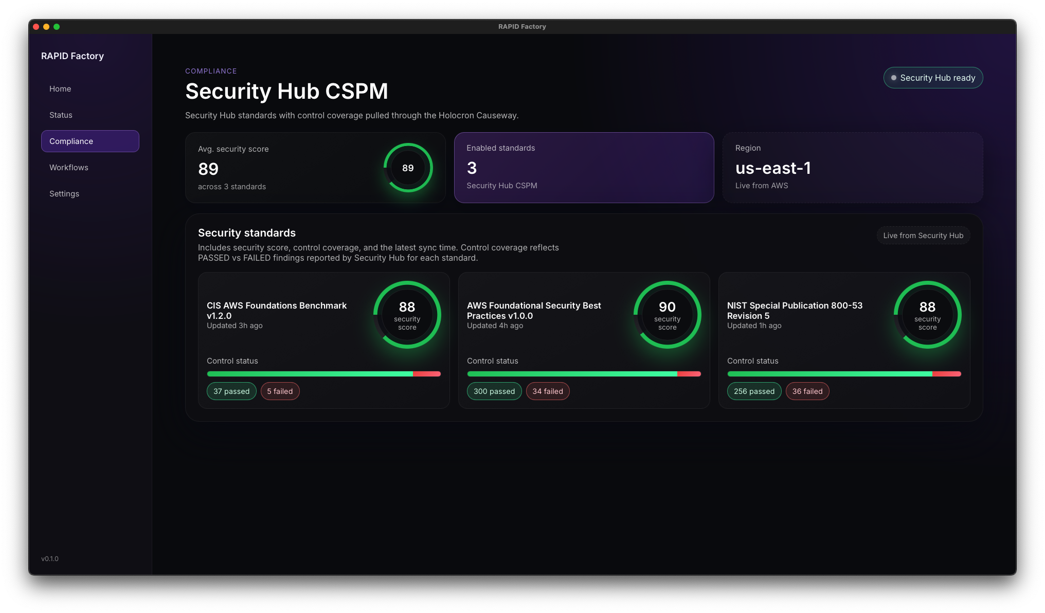 RapidFactory compliance view